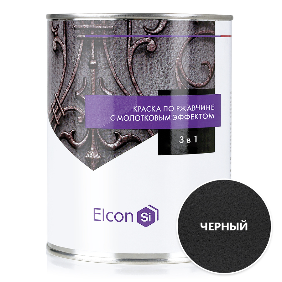 Кузнечная краска Elcon Smith с молотковым эффектом, черная, 0,8 кг