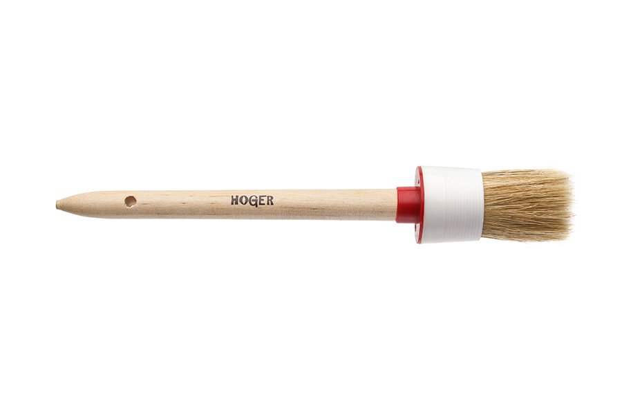 Кисть круглая, №4 (25мм), натуральная щетина, деревянная ручка, стандарт, "HOGER"/1010025