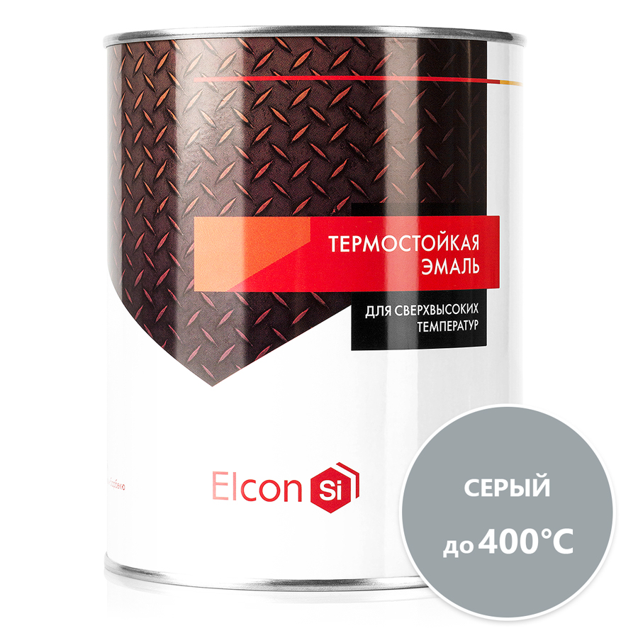 Термостойкая эмаль Elcon (до 400 градусов), серая, 0,8кг