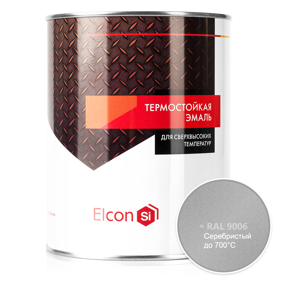 Термостойкая эмаль Elcon (до 700 градусов), серебристая, 0,8кг