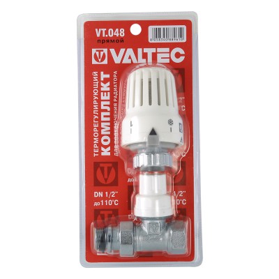 Клапан с термостатической головкой для радиатора Valtec 1/2" прямой VT.048.N.04