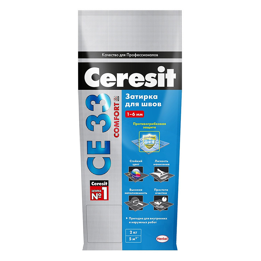 Затирка Ceresit СЕ 33 для узких швов, белый (2кг)
