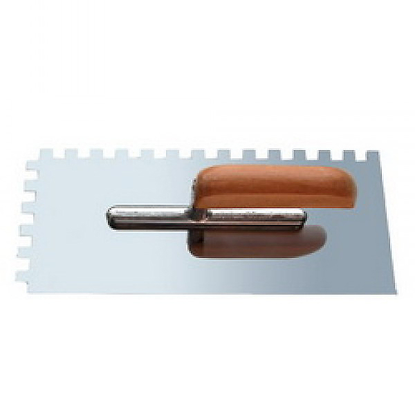 Гладилка зубчатая, 130 x 280 мм, зуб 8х8, нержавеющая сталь, деревянная ручка, "888" /3022280