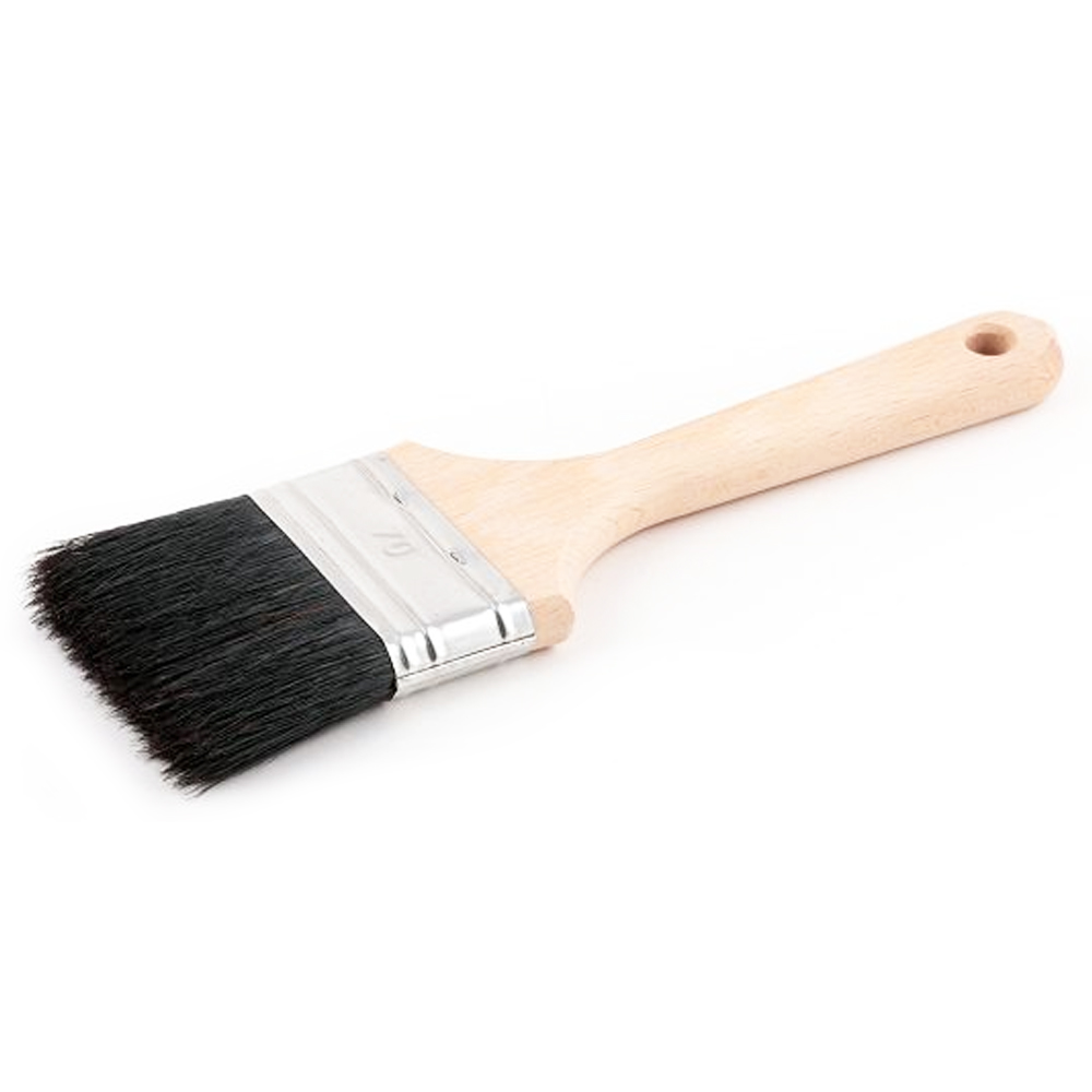 Кисть плоская, 2,0" (50 мм), натуральная чёрная щетина, деревянная ручка, "EcoRank"
