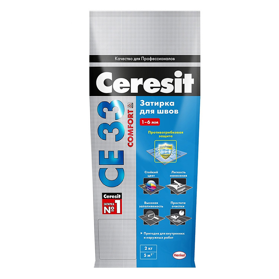 Затирка Ceresit СЕ 33 для узких швов, серый (2кг)