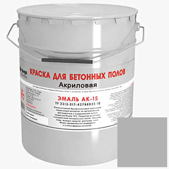Эмаль для бетонных полов Грида "АК-15", серая, износостойкая (4кг)