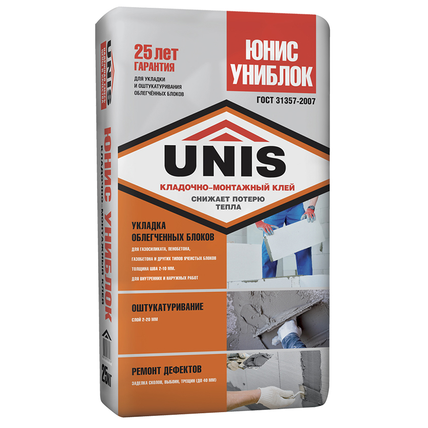 Кладочно-монтажный клей "ЮНИС Униблок", 25 кг