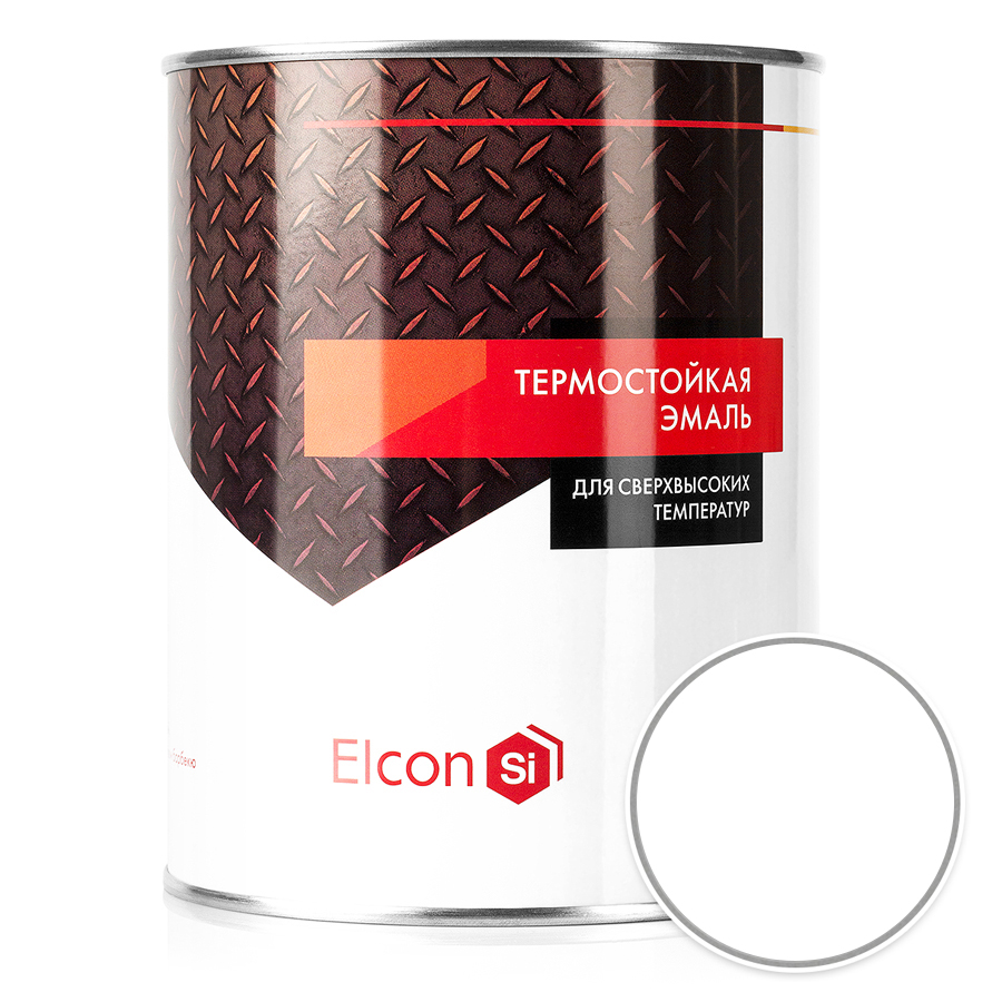 Эмаль термостойкая Elcon (до 700 градусов), белая, 0,8 кг