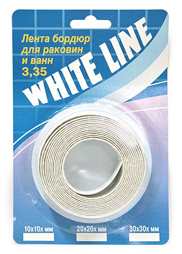 Лента бордюрная 30мм -30мм, 3,35м. белая герметичная "WHITE LINE"