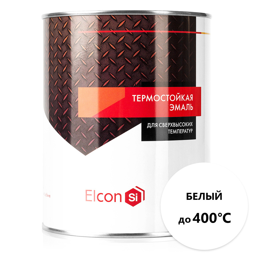 Термостойкая эмаль Elcon (до 400 градусов), белая, 0,8кг
