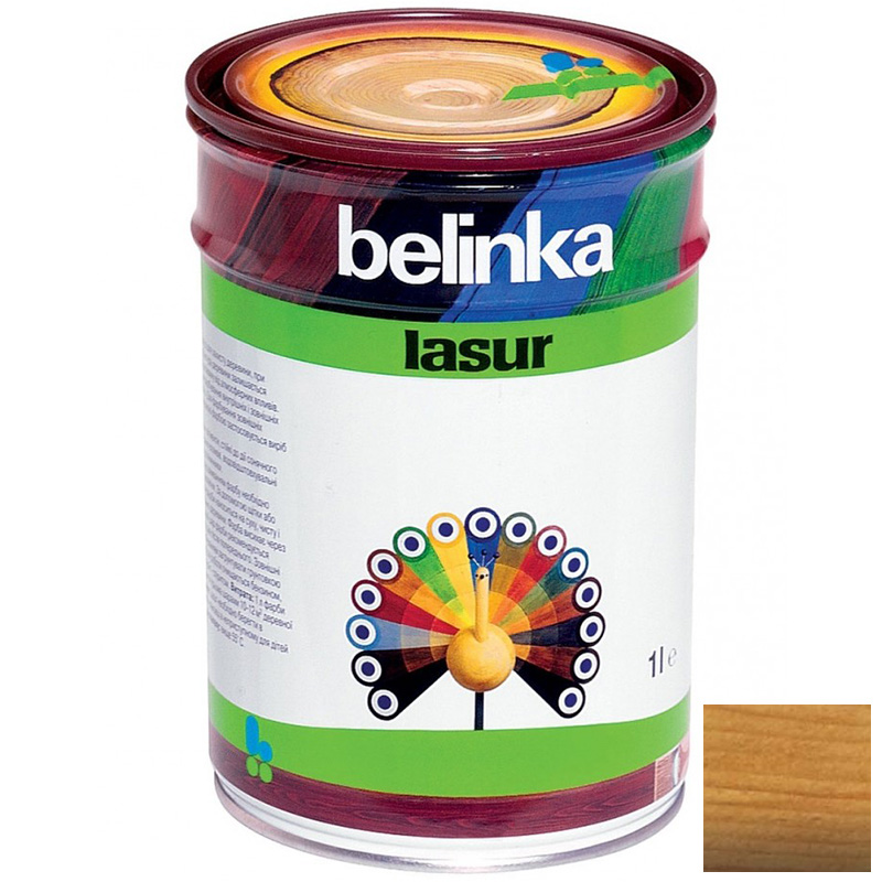 Лазурное покрытие для защиты древесины "Belinka Lasur", дуб (№15), 1л