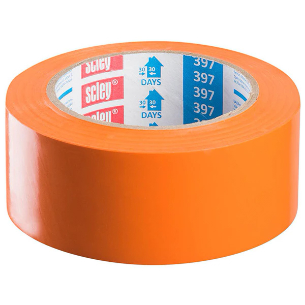 Лента малярная 48 мм х 33 м "SCLEY", PVC, оранжевая, гладкая