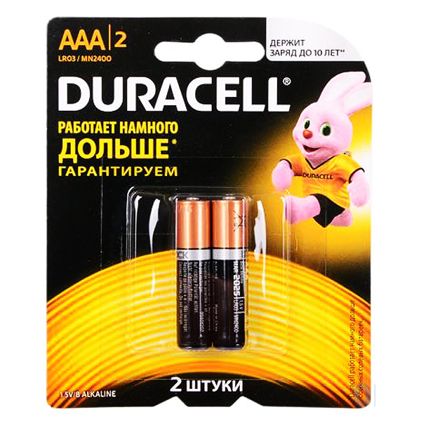 Батарейка AAA (LR03) "Duracell" Basic, 2шт/уп