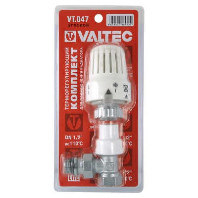 Клапан с термостатической головкой для радиатора Valtec 1/2" угловой VT.047.N.04