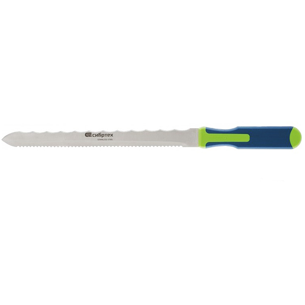 Нож, 420 мм, для резки теплоизоляц, панелей, 2-стороннее лезвие - 280 мм, обрезин. рукоятка, "СИБРТЕХ" /79027