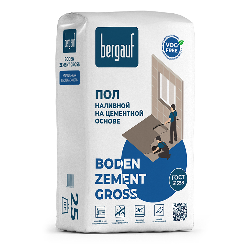 Жидкая cтяжка Bergauf Boden Zement Gross, 25 кг